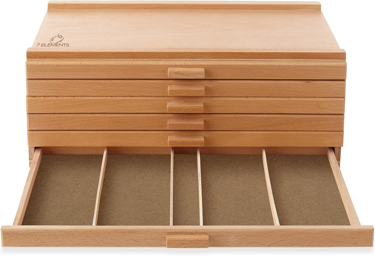 7 Elements 4 Drawer Wooden Artist Storage Supply Box for Pastels, Pencils, Pens, Markers, Brushes and Tools