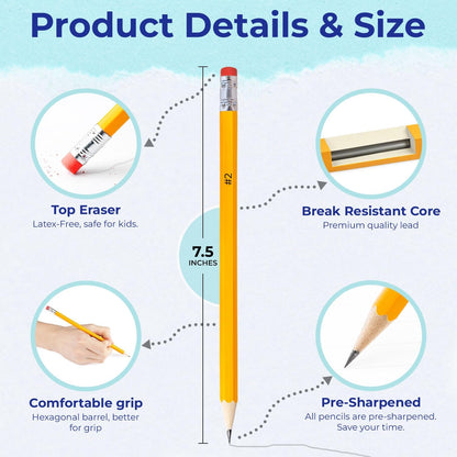 Rosmonde Pencils Bulk, 365 Pack, Pre Sharpened #2, Pencils Set, Easy Hold Grip With Erasers On Top, Sharpened #2 HB for Effortless Writing, Perfect for Classroom Use and Back to School Supplies