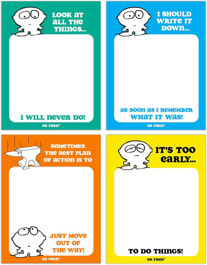 Funny Notepads (4-Pack) — Office & Work From Home Gag Gift for Coworkers or Friends — Sarcastic Desk Memo Pads — Everything Is Fine, This Is My Life Now, I Have No Idea What I’m Doing, I’m Not Even Trying Anymore