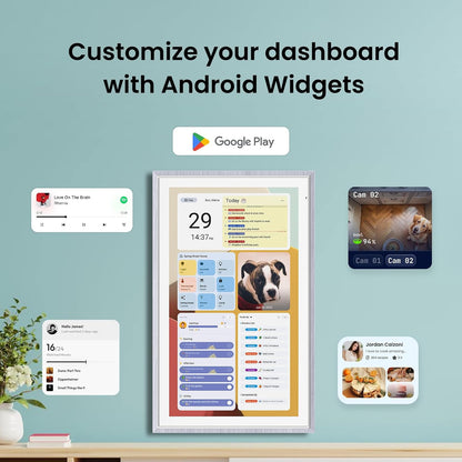 Apolosign 21.5-inch Digital Calendar : Dual Mode Smart Wall Planner, No Subscription, Install Apps, Sync Calendars, Electronic Touchscreen Interactive Display for Family Schedules, Chore Chart (Teak)