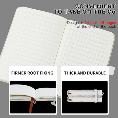 2Pack Pocket Notebook Small Notebook Journal Notebook 4 inches x 5.7 inches 200 Pages Leather Cover With Pen Holder Page Marker Ribbons(Black)
