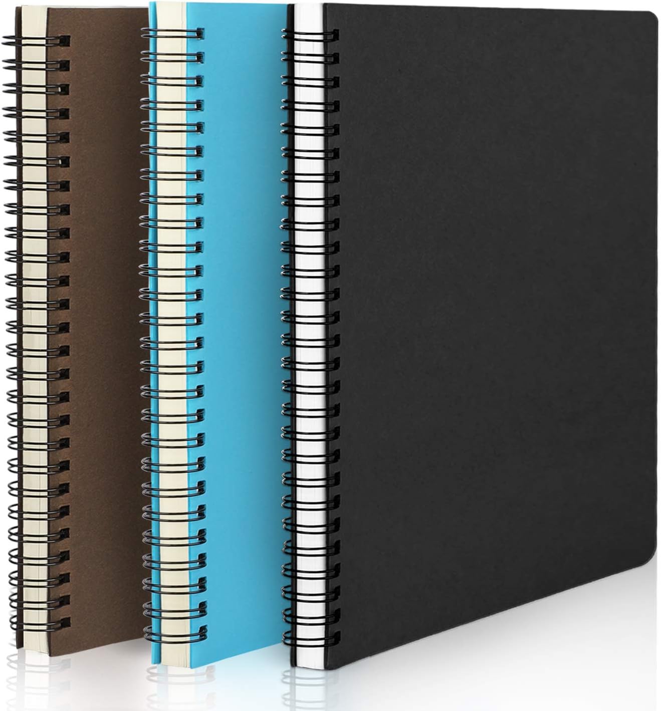 EUSOAR Spiral Lined Notebook, A5 3packs 5.5"X8.3" 120 Pages Lined Travel Notebooks Journal, Memo Notepad Sketchbook, Students College Office Business Diary Ruled Spiral Book Journal-3Colors Covers