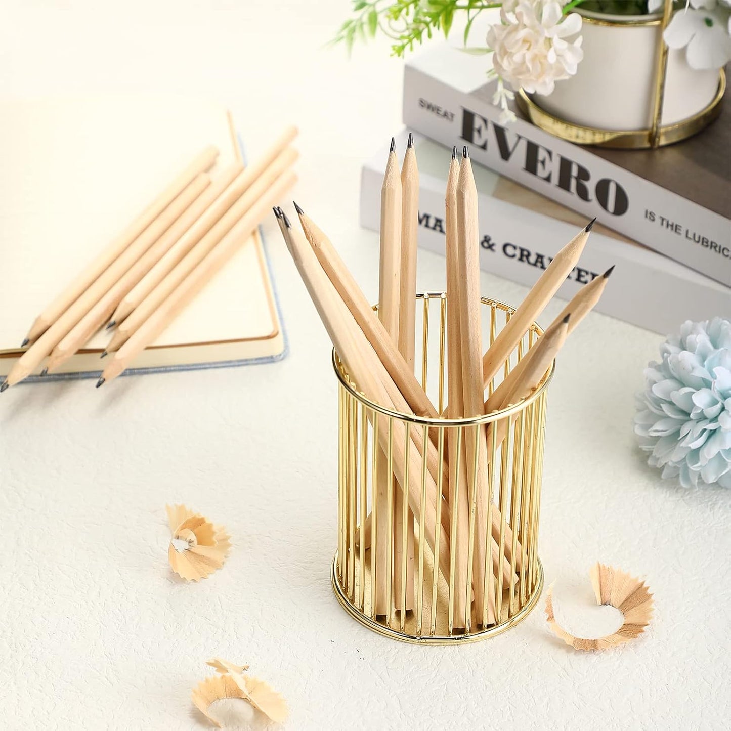 Fumete 100 Pieces Wooden Pencils Bulk No Eraser Hexagonal HB Graphite Unsharpened Natural Wood Pencils Without Erasers Classroom Gifts for Students Bulk Goodie Bag Stuffers