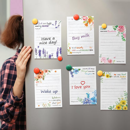 Gersoniel 8 Pack Christian Sticky Notes Gifts for Mothers Day Bulk for Church Small Scripture Inspirational Memo Pads Floral Adhesive Religious Bible Verse Quotes Notepads, 4 x 5.5 Inch(Simple Style)
