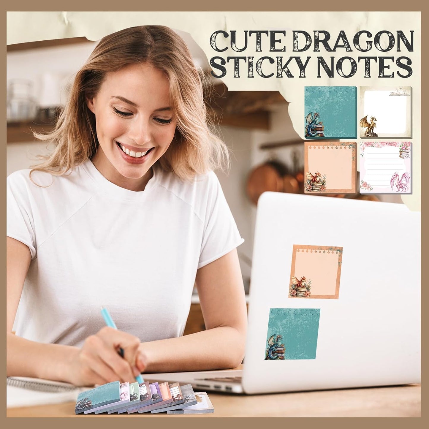 9 Pads Wildflower Sticky Notes 3x3 Inch Cute Self Stick Notepads Notes Adhesive Memo Pad Office Decor Gifts for Students School Teacher Meeting Office Supplies