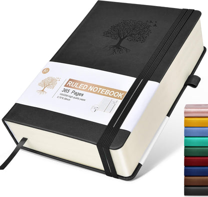 Lined Journal Notebook -365 Pages A5 Thick Journals for Writing Ruled Notebook, Hardcover Leather Journal for Women Men Daily Journal Notebook for Work, Note Taking, 100Gsm Lined Paper( 5.75'' X 8.38'' Green)