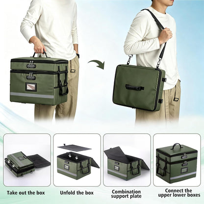 EXLIFBAG File Organizer, Fireproof File Box with Lids, Important Document Organizer Box with Lock, Portable File Folder Organizer with Handle