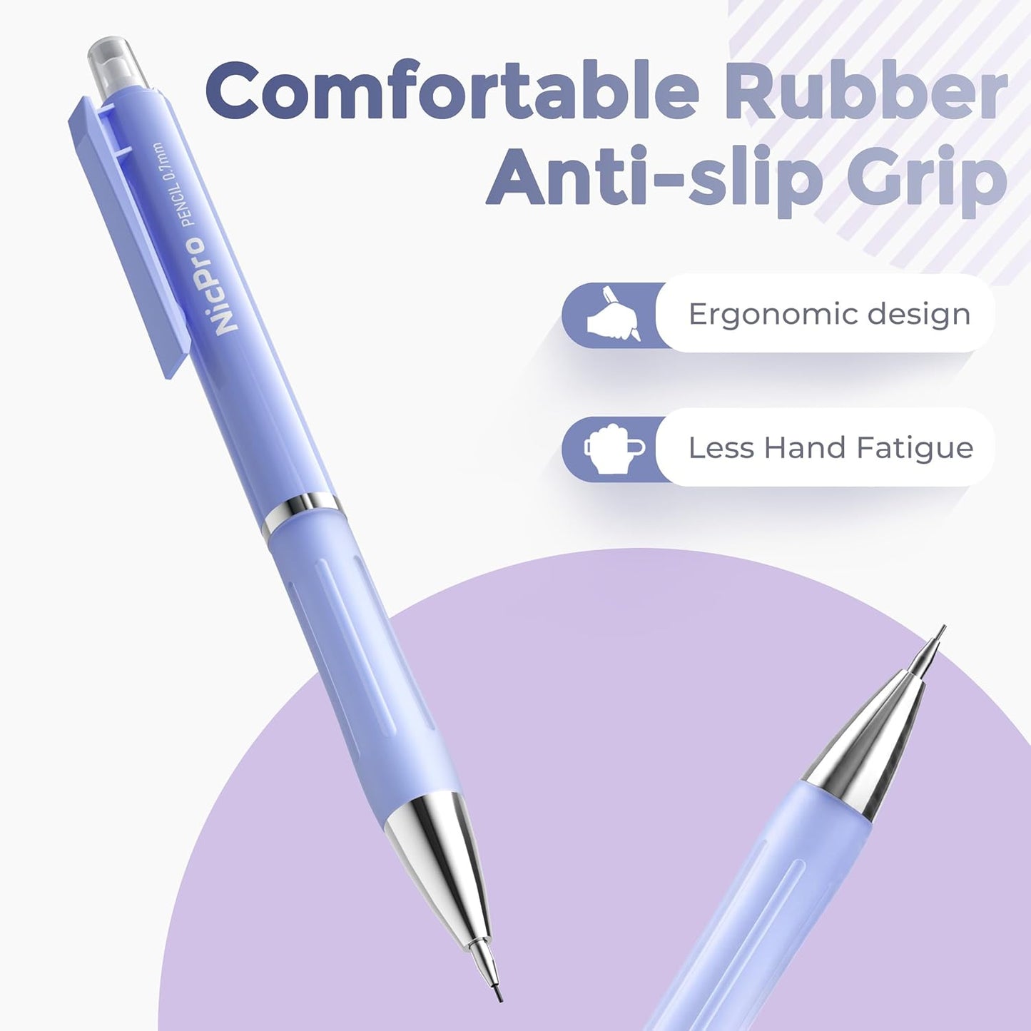 Nicpro 3PCS Cute Mechanical Pencil Set with Case, 0.7 mm Pencils with 6 Tube HB Lead Refill, 3PCS Eraser, 9PCS Eraser Refill for School Supplies Student Writing, Drafting Drawing Sketching
