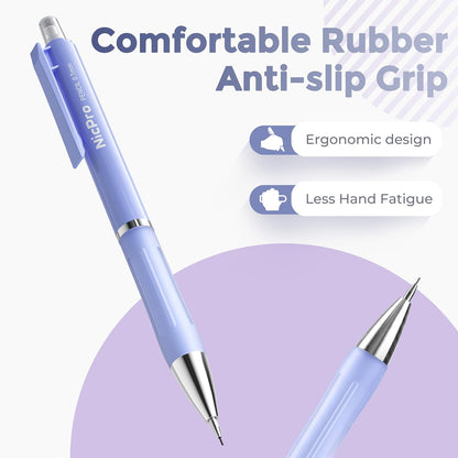 Nicpro 3PCS Cute Mechanical Pencil Set with Case, 0.7 mm Pencils with 6 Tube HB Lead Refill, 3PCS Eraser, 9PCS Eraser Refill for School Supplies Student Writing, Drafting Drawing Sketching