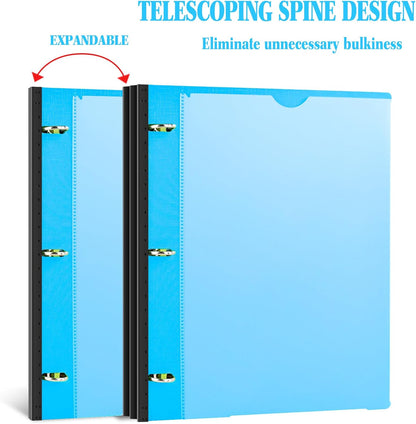 INFUN Telescoping 3 Ring Binder - 4PCS, Portable Plastic 3 Ring Binder with Telescoping Spine, Binders with Foldable Front Cover Holds 8.5"x11" Paper for School, Office, Homes