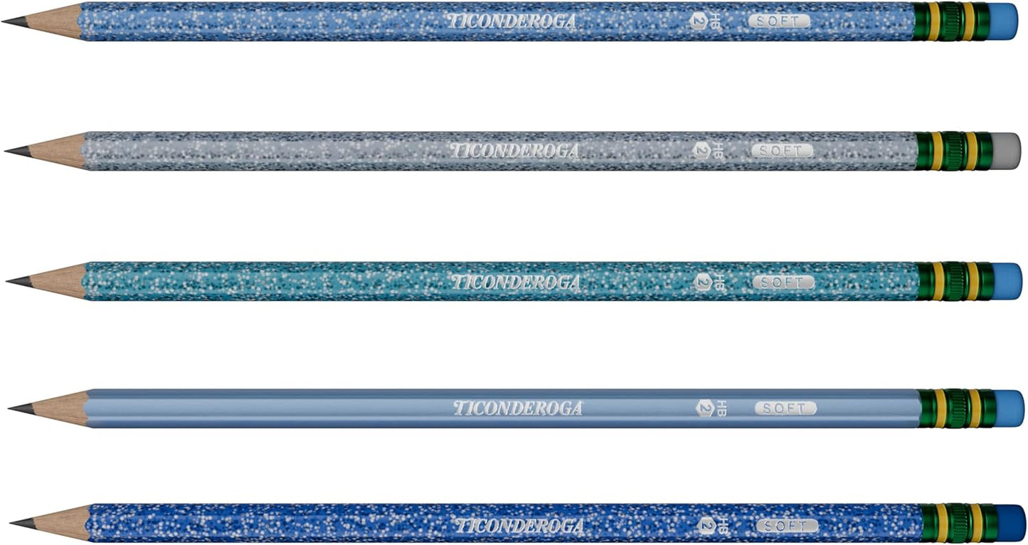 Ticonderoga Wooden Pencils, Pre-Sharpened, 2 HB Soft, Pastel Colors, 18 Count