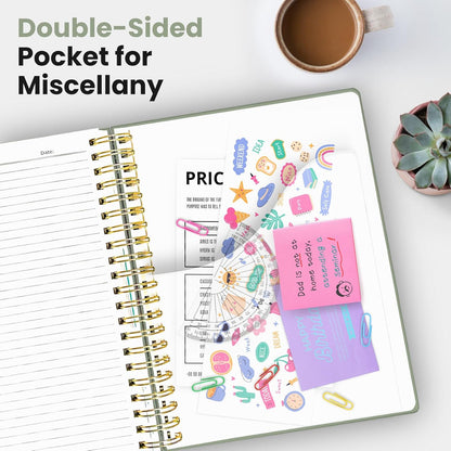 Hardcover Spiral Journal Notebooks for Work With Removable Dividers & Tabs, 8.5"x11" 5 Subject Notebook for Note Taking & Organizer, A4 College Ruled Lined Journal for Women & Writing, Aquamarine, 280 Pages