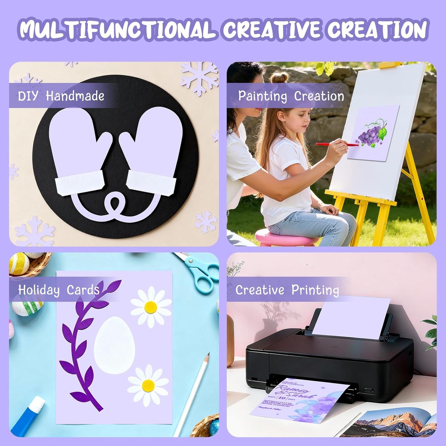 40 Sheets Cream Cardstock Paper 8.5 x 11, Ivory Cardstock Printer Paper 8.5x11, Off White Card Stock Paper 8.5 x 11, 200 GSM Construction Paper for DIY Cards, Greeting Cards, Wedding Invitations