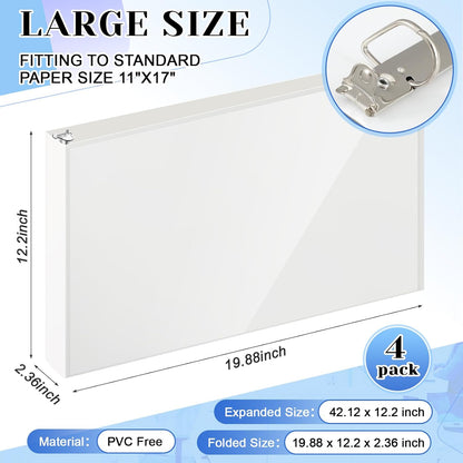 8 Pcs 11 x 17 Inches View Binders 1 Inch 3 Rings Heavy Duty View D Ring Binders Economy Holds 11" x 17" Paper for Artwork Blueprints, Office, Home, Work Places (Black)