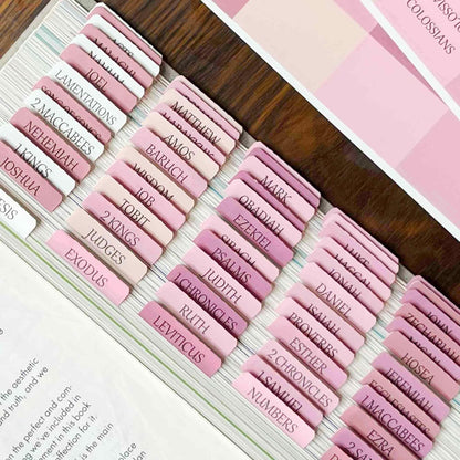 Thinkor- Repositionable Bible Tabs, 66 Pink Theme Laminated Tabs for Women, Thinkor for Study Bible
