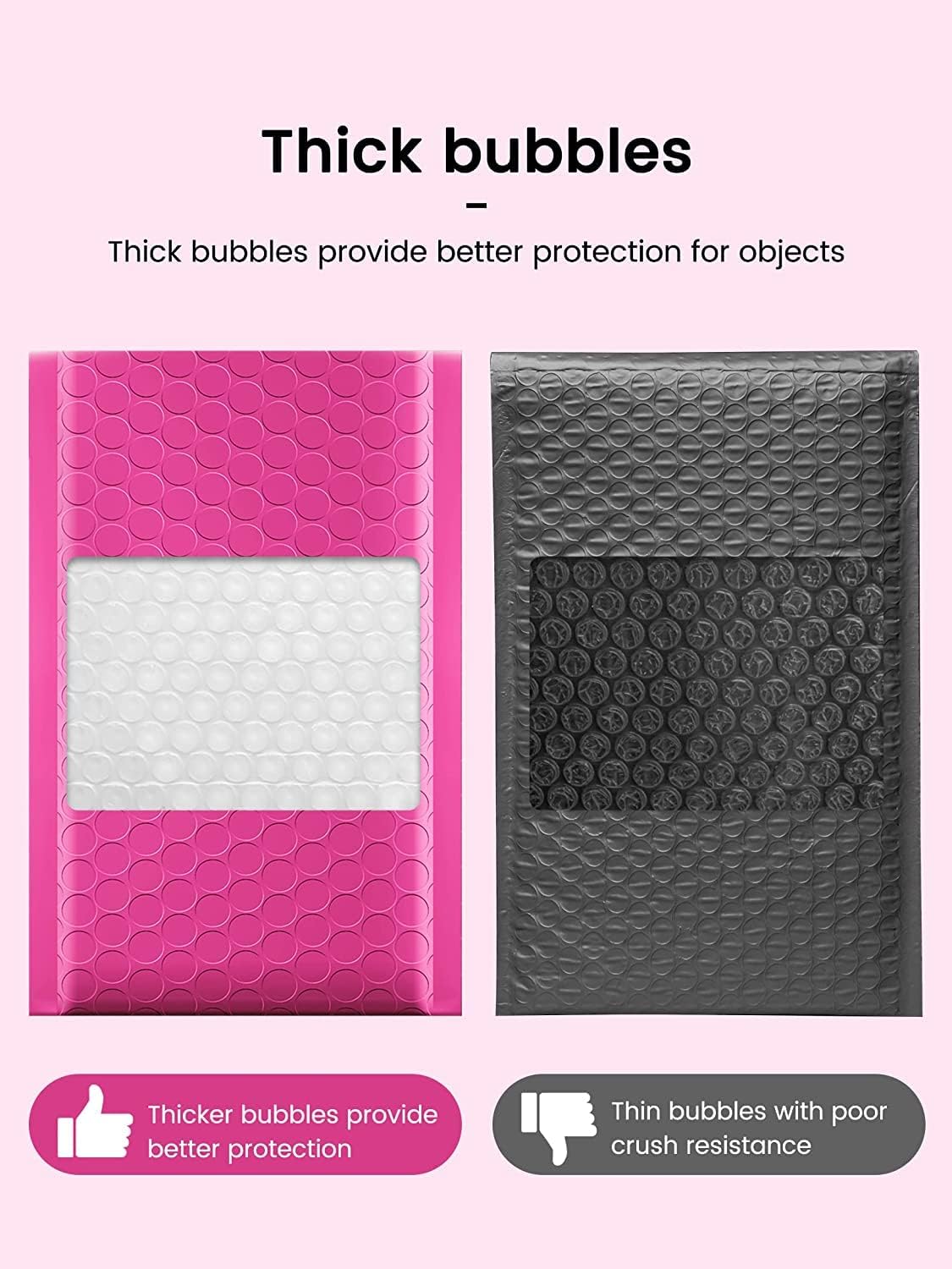 GSSUSA Black Bubble Mailers 4x8 Inches 50 Pack, Usable Size 4X7" Bubble Envelopes for Small Business, Padded Envelope, Shipping Mailers, Packaging Bags, Mailing Envelopes, Shipping Supplies