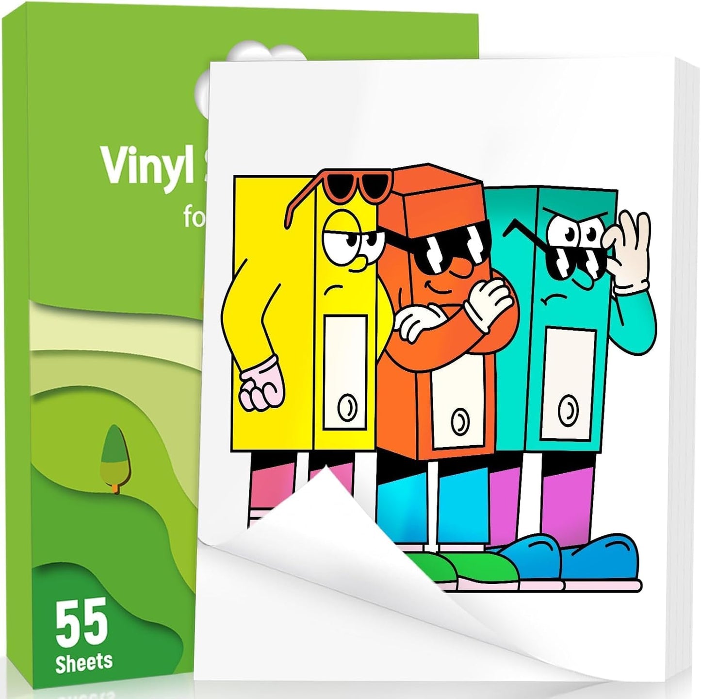 Printable Vinyl Sticker Paper for Inkjet and Laser Printer - Glossy White - 21 Waterproof Decal Paper Self-Adhesive Sheets 8.5"x11"- Dries Quickly and Holds Ink Beautifully