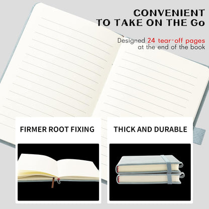 2Pack Pocket Notebook Small Notebook Journal Notebook 4 inches x 5.7 inches 200 Pages Leather Cover With Pen Holder Page Marker Ribbons(Black)