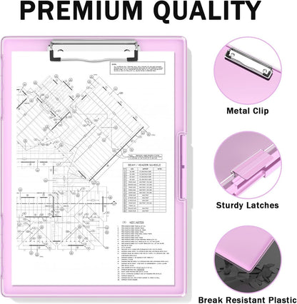 Rimilak Plastic Clipboard with Storage, Side Opening with 2 Compartment, Size 13.3 x 9.4 x 1.5 Heavy Duty High Capacity Nursing Box for Work School & Office Supplies, Black