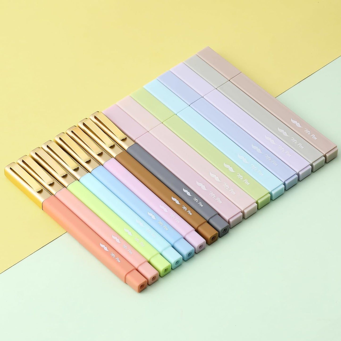 Mr. Pen- Aesthetic Highlighters and Ballpoint Pens No Bleed, 12 Pack, Pastel Colors, Bible Highlighters and Pens No Bleed, Fast Dry and No Smear for Bible Journaling, Planner, School Supplies