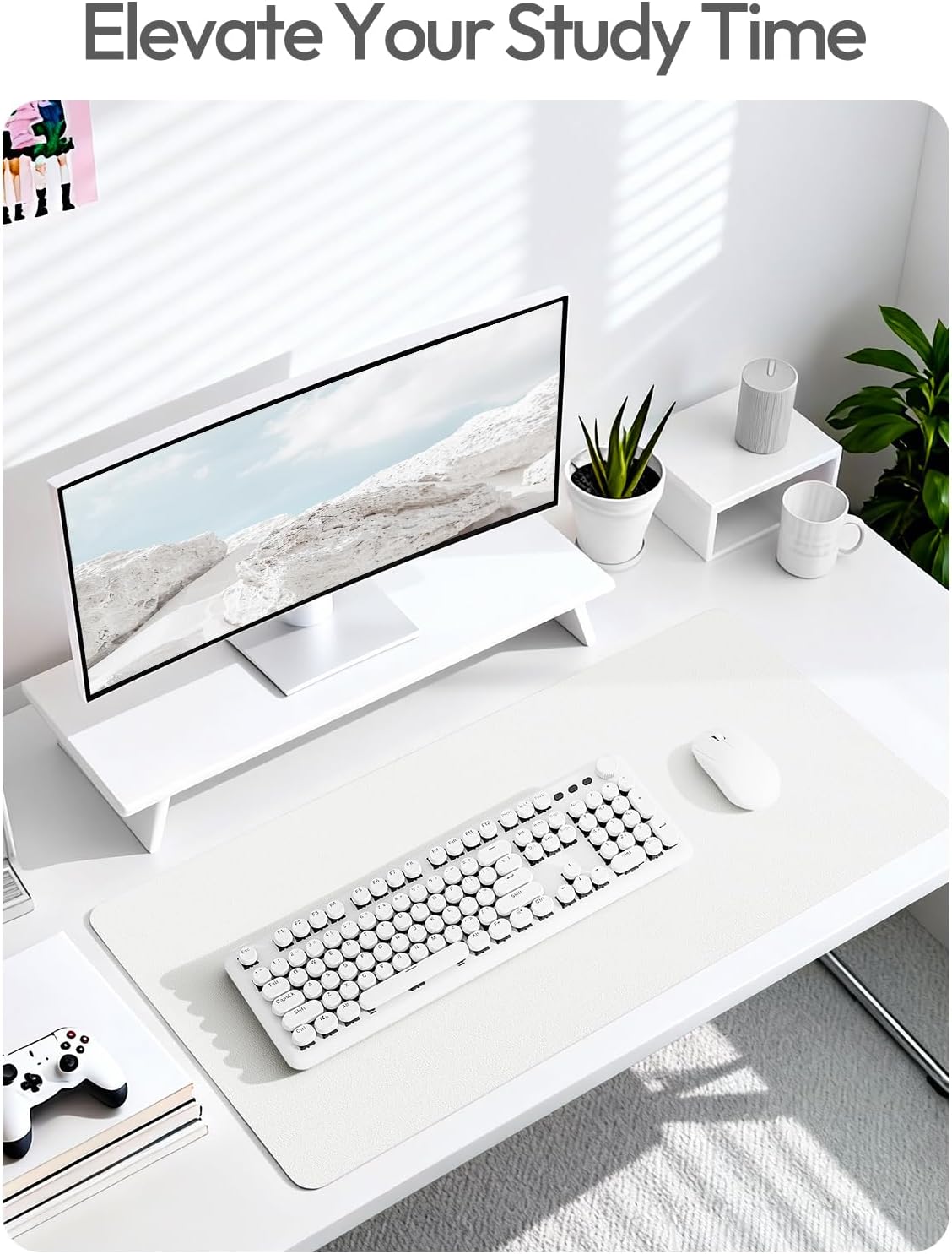 YSAGi Leather Office Desk Pad Protector, Large Mouse Pad, Non-Slip, PU Leather, Laptop Desk Blotter, Waterproof Writing Pad for Office and Home, Black, 23.6" x 13.8" - Colors A