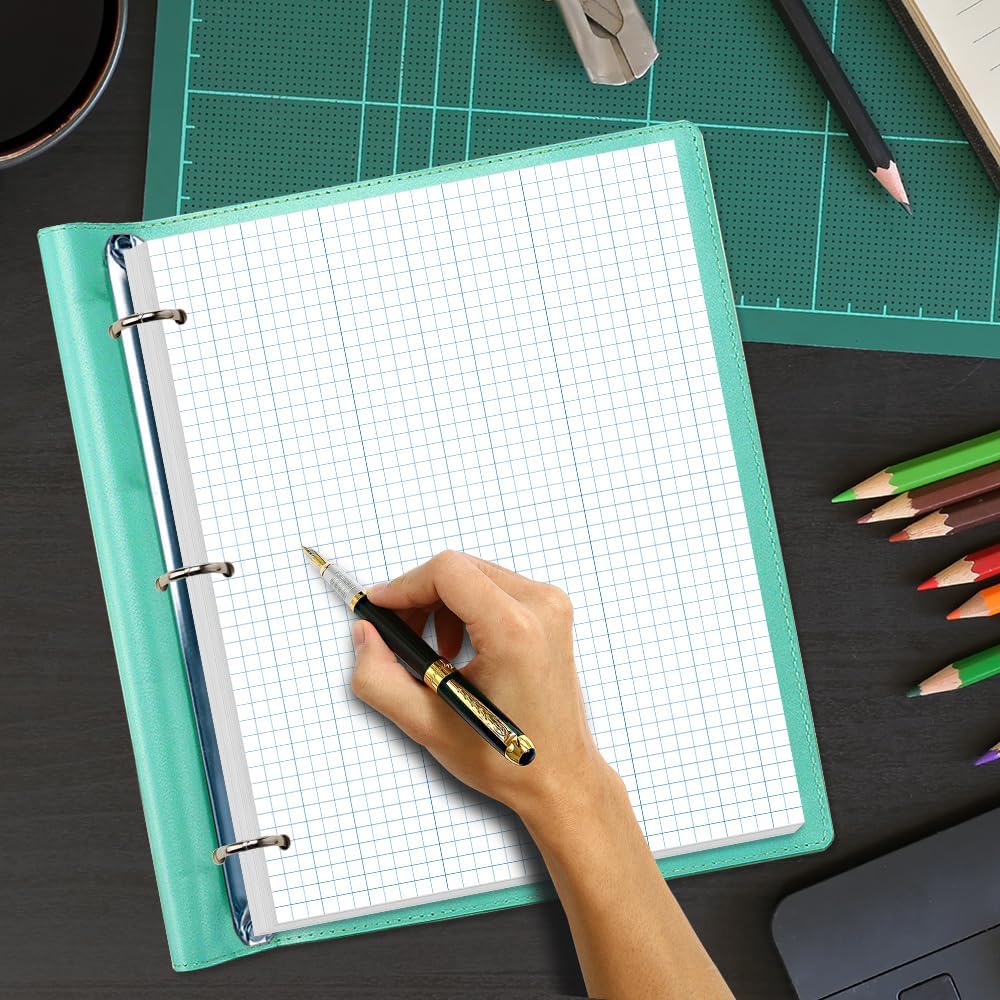 A4 TUL Discbound Grid Filler Paper - 11 Disc Graph Paper, Letter Size 100Sheets / 200Pages Loose-Leaf Paper, 100gsm White Paper, 8.5'' x 11''