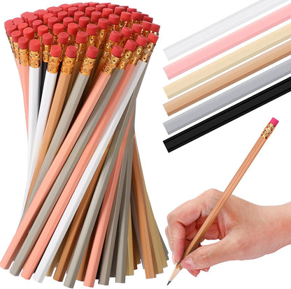 TecUnite 120 Pcs #2 HB Pencils with Eraser No 2 Unsharpened Wooden Hexagonal Pencils for Adults Gifts for School Exam art Learning Office Sketching(Rainbow Colors)
