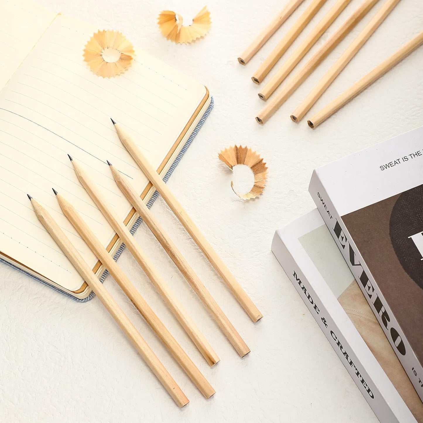 Fumete 100 Pieces Wooden Pencils Bulk No Eraser Hexagonal HB Graphite Unsharpened Natural Wood Pencils Without Erasers Classroom Gifts for Students Bulk Goodie Bag Stuffers