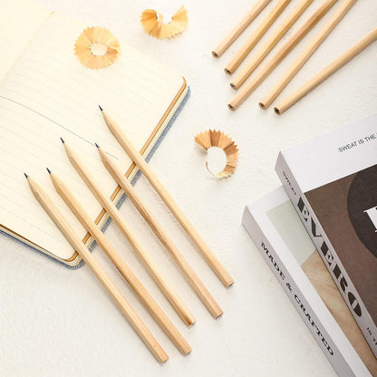 Fumete 100 Pieces Wooden Pencils Bulk No Eraser Hexagonal HB Graphite Unsharpened Natural Wood Pencils Without Erasers Classroom Gifts for Students Bulk Goodie Bag Stuffers