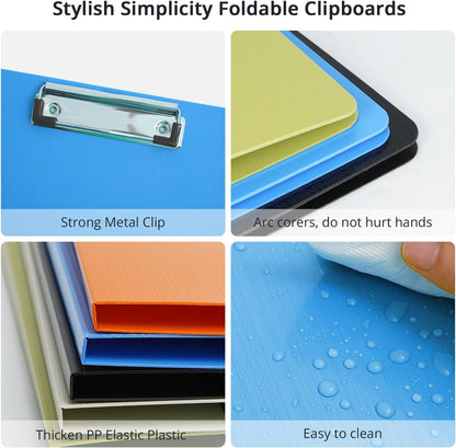Clipboard Folder, A4 Foldable Clipboards with Pocket, File Cover Office Folder Clipboard, 360 Degree Foldable Storage Clipboards for Office, School or Medical Field, Blue