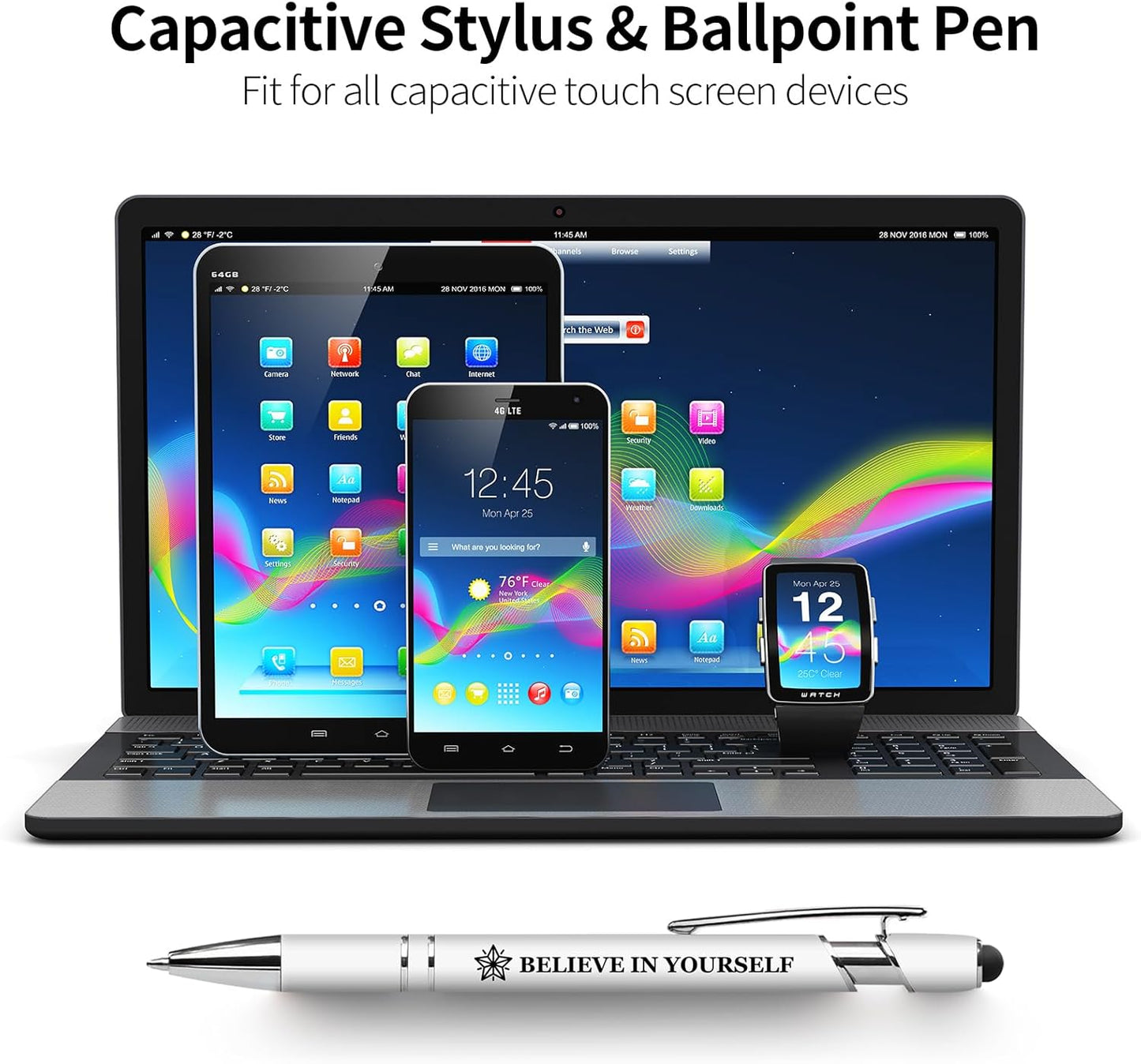 15 Pack Motivational Pen Set - Inspirational Quotes Retractable Ballpoint Pens for Office School Supplies, Encouragement Gifts for Women Men, Multicolor