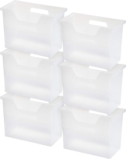 IRIS USA Magazine Holder, Compact File Storage Mini File Organizer for Desk and Home Office, Personal File Organizer for Papers and Magazines, Space-Saving Storage Set 6 Pack, Black