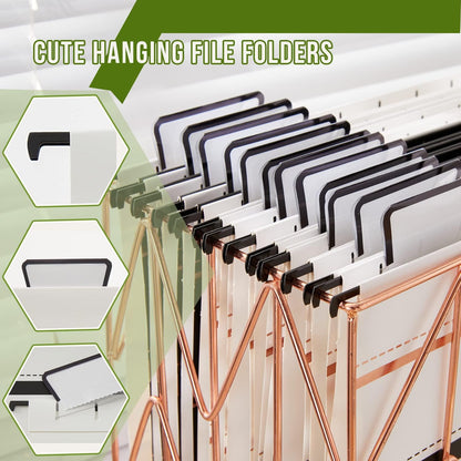 6 Pack Hanging Folder File Cabinet Organizer Letter Size 1/5 Cut Adjustable Label Decoration Home Office School Classroom, Green