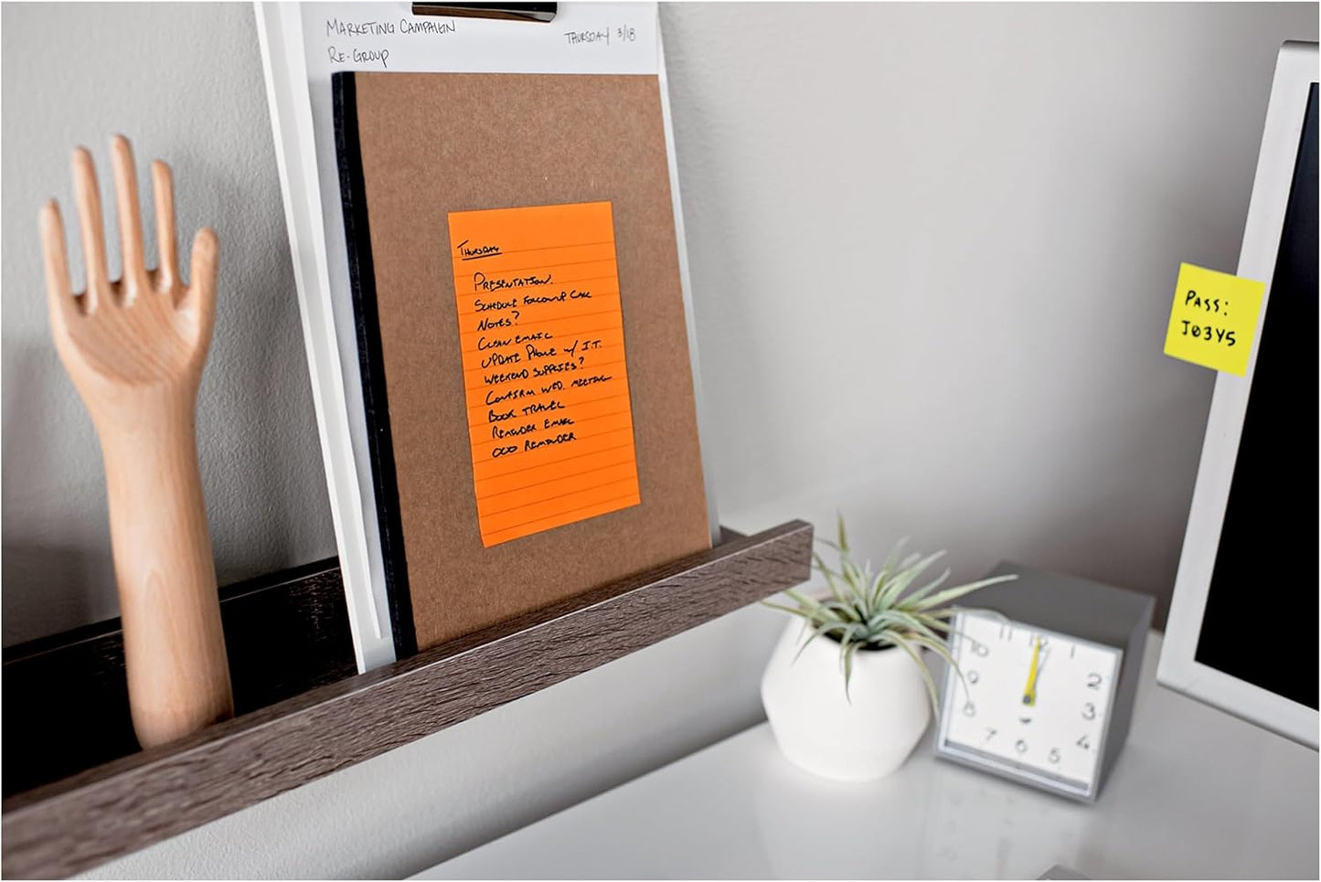 Post-it Super Sticky Lined Notes, 4 Sticky Note Pads, 5 x 8 in., School Supplies, Office Products, Sticky Notes for Vertical Surfaces, Monitors, Walls and Windows, Energy Boost Collection