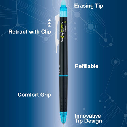 PILOT FriXion Synergy Clicker Erasable, Refillable & Retractable Gel Ink Pens, 0.5mm Extra Fine Point, Black Ink, 5-Pack