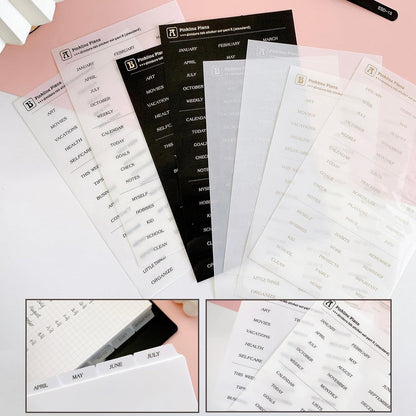 DY.2ten Black Binder Dividers for 6-Holes Ring Binder, 1/7 Cut Tabs, A5 Size, Sturdy Plastic Dividers with 7 Tabs for School Office Home, 2 Sets, 14 Dividers, 2 Tab Stickers.