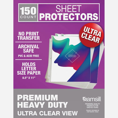 Samsill Ultra Clear Sheet Protectors, 250 Pack, 8.5x11 Inch Page Protectors for 3 Ring Binder, Premium Heavy Duty, Letter Size, Top Loading, Acid Free