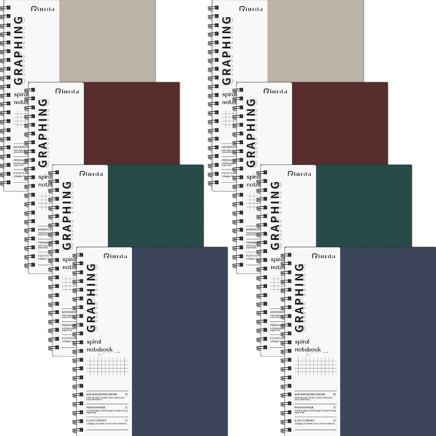 Lined Notebook Spiral Notebook 8.5" x 11"-4 Pack Large Journal Hardcover Notebook 7mm College Ruled Notebook 120 Pages 100 GSM Thick Hardcover Journal for School (LINED, Mult-color)