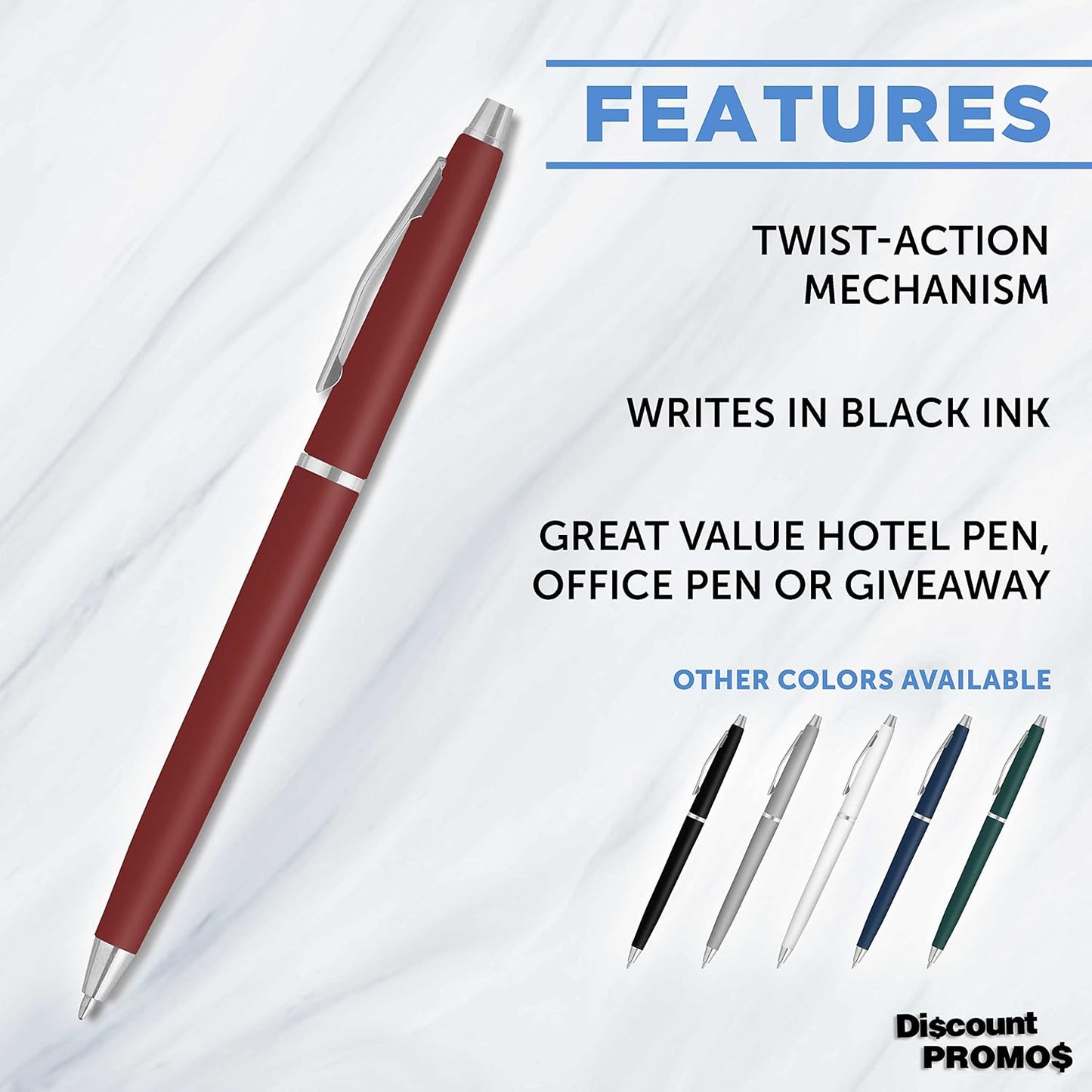 Personalized Langham Ballpoint Pens, Set of 10/50/100 by DISCOUNT PROMOS - Black Ink, Great for Office, Business, Tradeshows - Black
