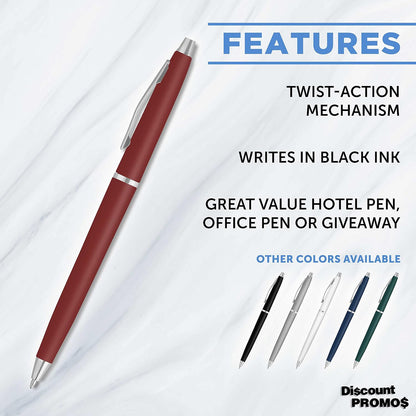 Personalized Langham Ballpoint Pens, Set of 10/50/100 by DISCOUNT PROMOS - Black Ink, Great for Office, Business, Tradeshows - Black