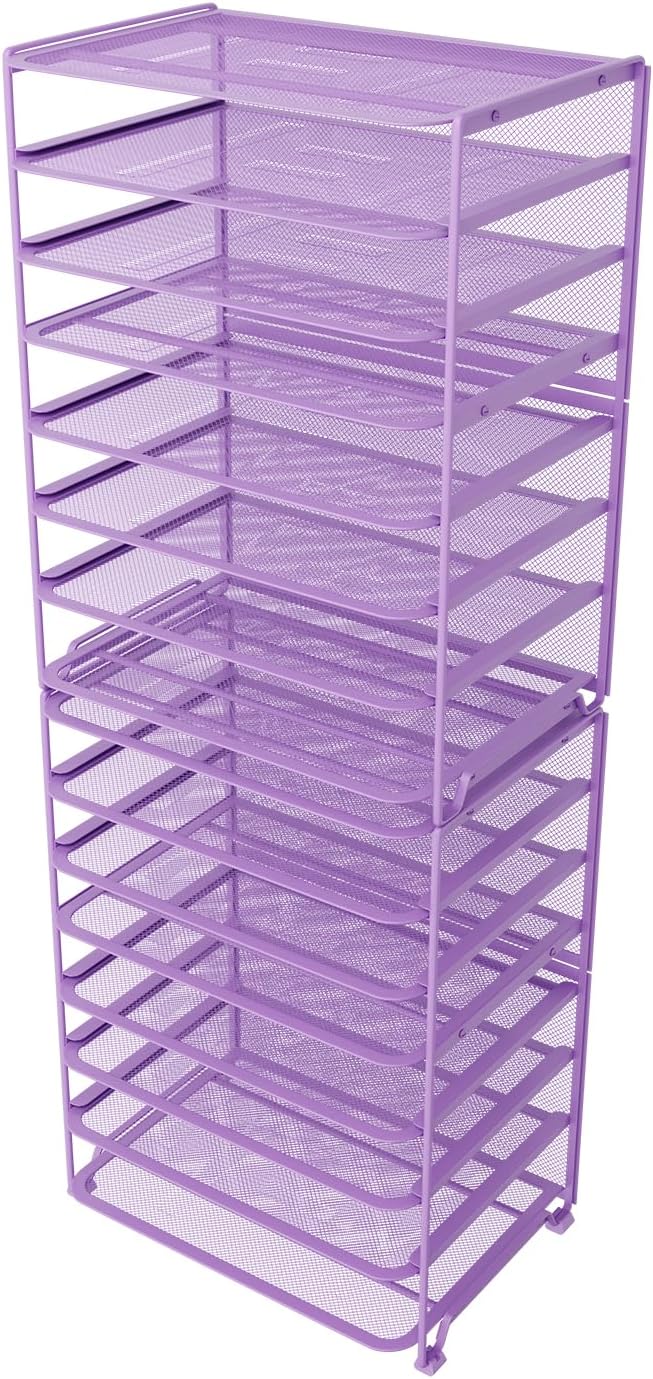 Simple Trending 2 Pack 8 Tier Letter Tray Paper - Mesh Desk File Organizer for Office School Desktop, Black