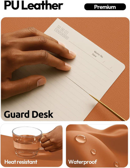 YSAGi Leather Office Desk Pad Protector, Large Mouse Pad, Non-Slip, PU Leather, Laptop Desk Blotter, Waterproof Writing Pad for Office and Home, Black, 23.6" x 13.8" - Colors A