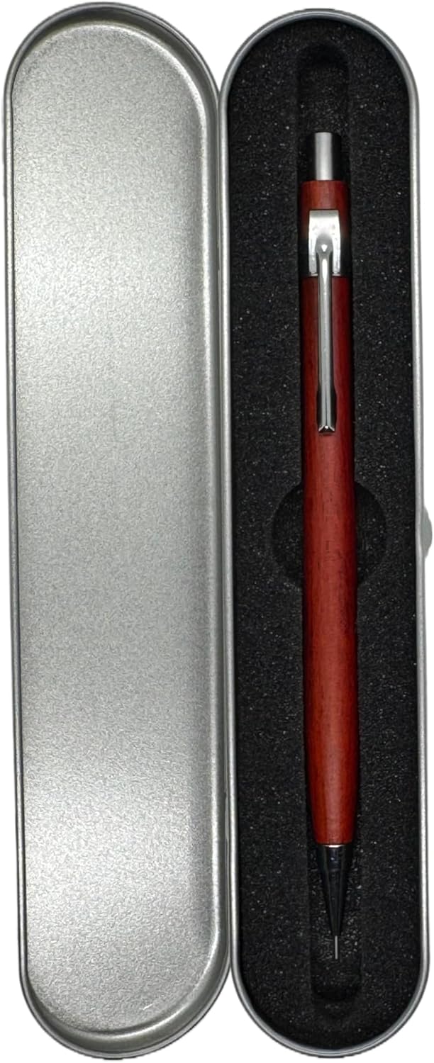 Spiral Grain Wooden Mechanical Pencils -Unique Colors Airplane Aluminum Core Artist's Drawing Pencil Comes with Gift Box (Walnut)