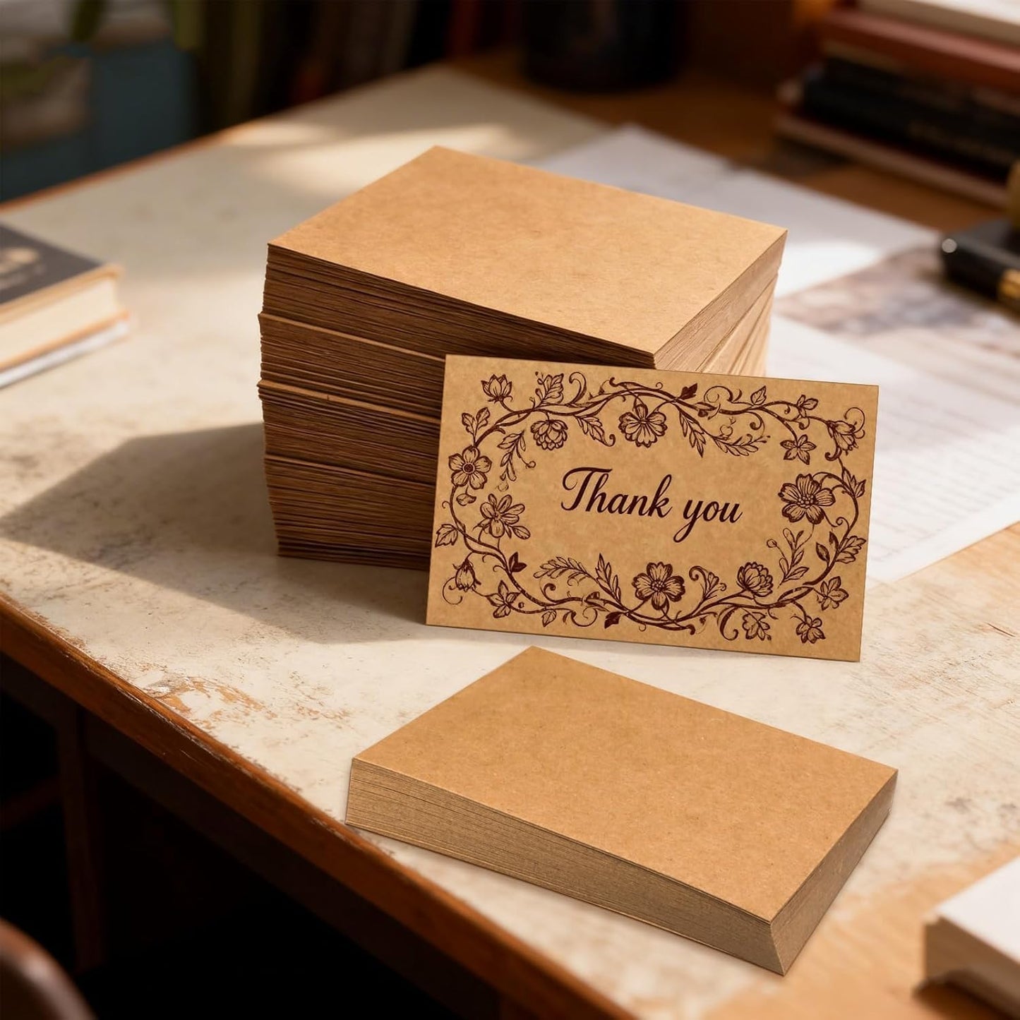 Bercoor 300 Pack Blank 3 x 5 Inch Index Cards, Heavy Study Cards, Note Cards for Office, School Learning, Kraft Paper