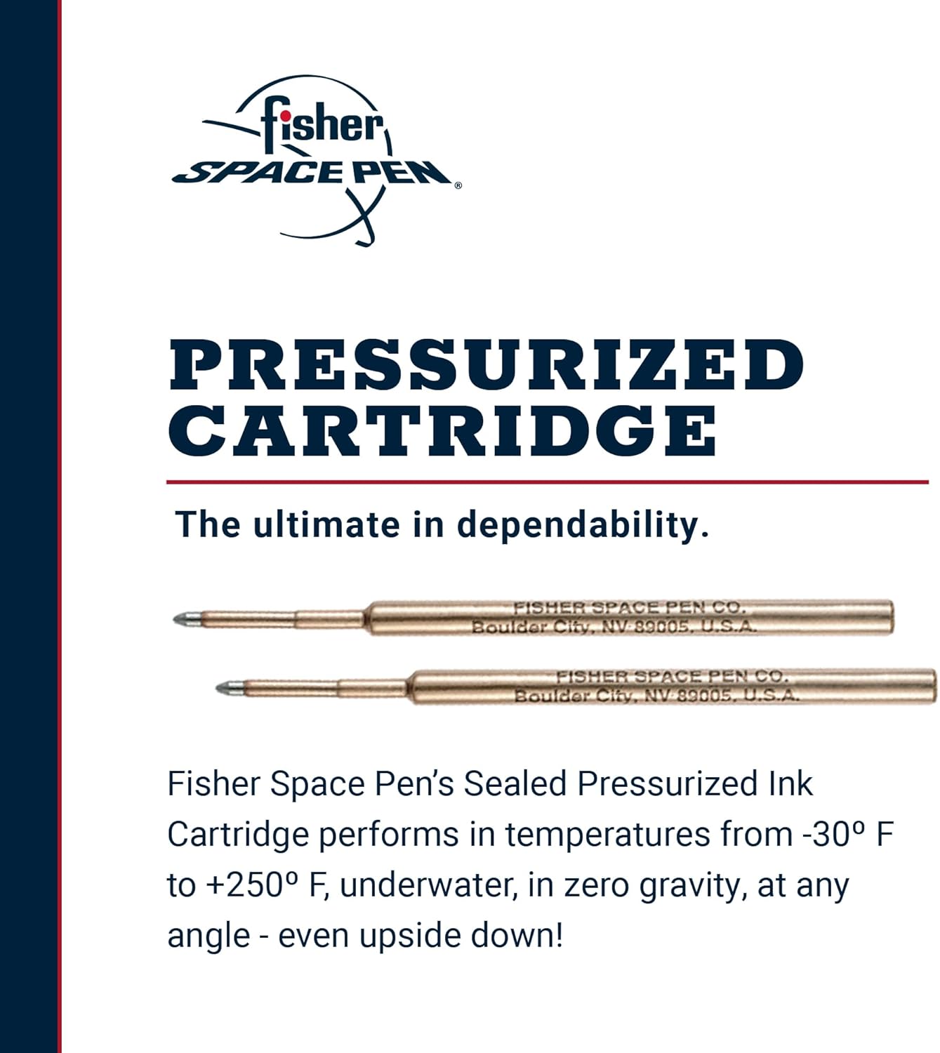 Fisher Space Pen Fine Point Pressurized Cartridge Refill, Red Ink, 2 Pack