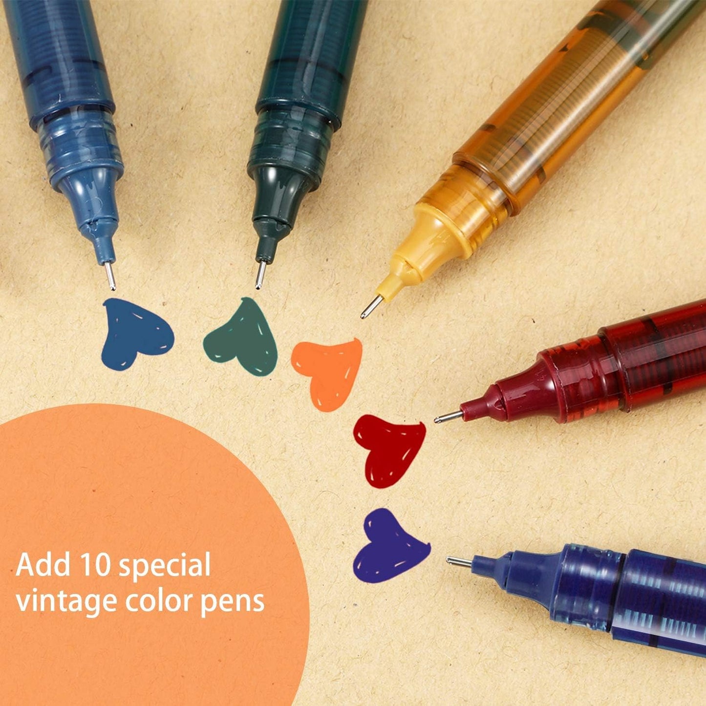 Frienda 12 Pieces Rolling Ball Pens 0.5 mm Japanese Quick Drying Fine Point Pens Liquid Ink Smooth Writing for Office Student Back to School Supplies(Multicolor)