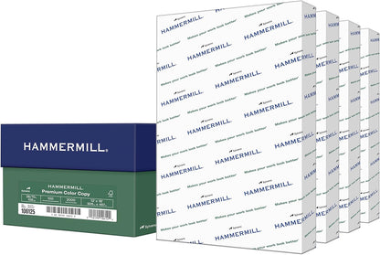 Hammermill Printer Paper, Premium Color 28 lb Copy Paper, 8.5 x 11-5 Ream (2,500 Sheets) - 100 Bright, Made in the USA, 102450C, White