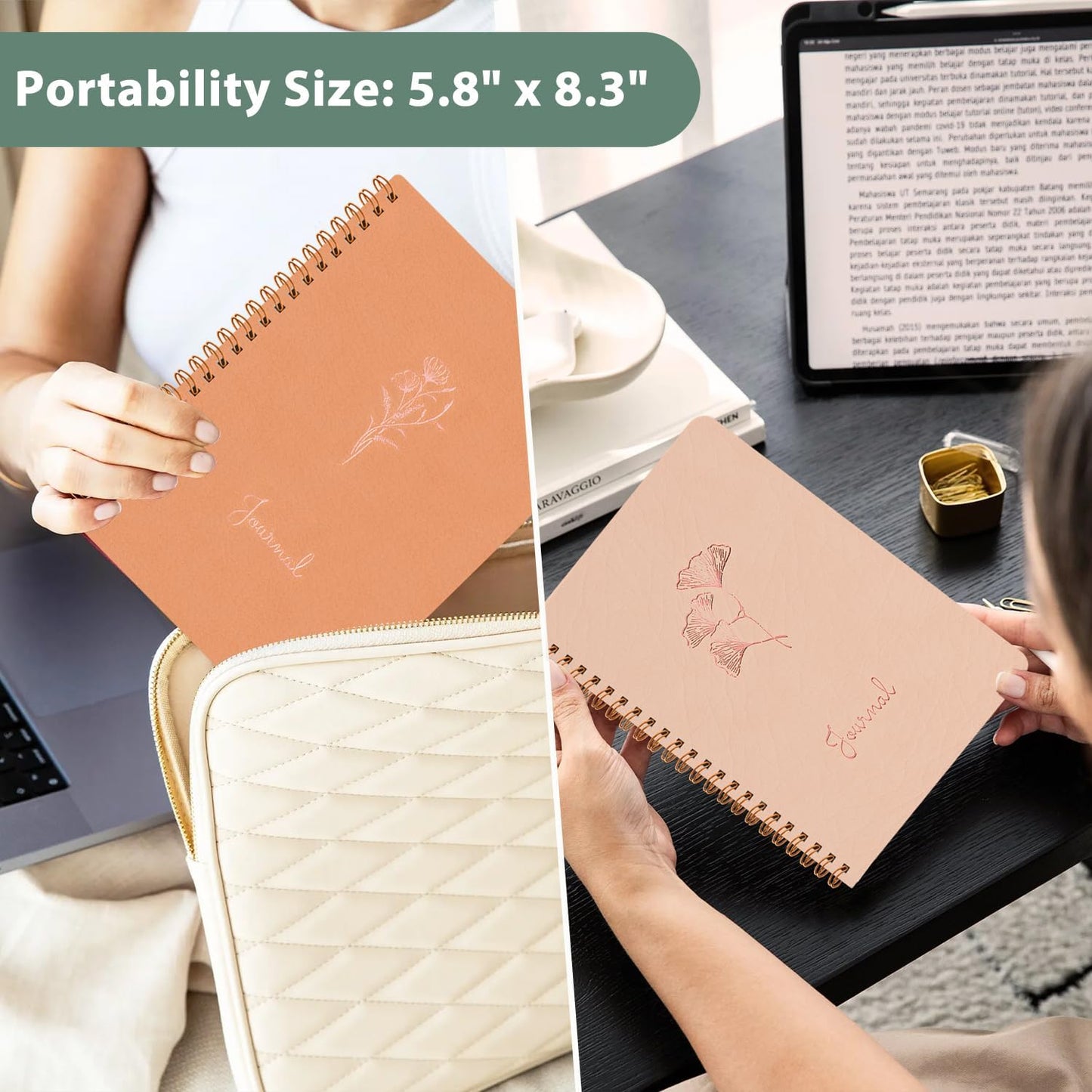 4 Pack Small Spiral Notebooks 3.5 x 5.5 in College Ruled, Mini Spiral Notebook, Waterproof 80 Sheets/160 Pages, Pocket Notebook with 120 Pcs Sticky Index Tabs for Home Office College School