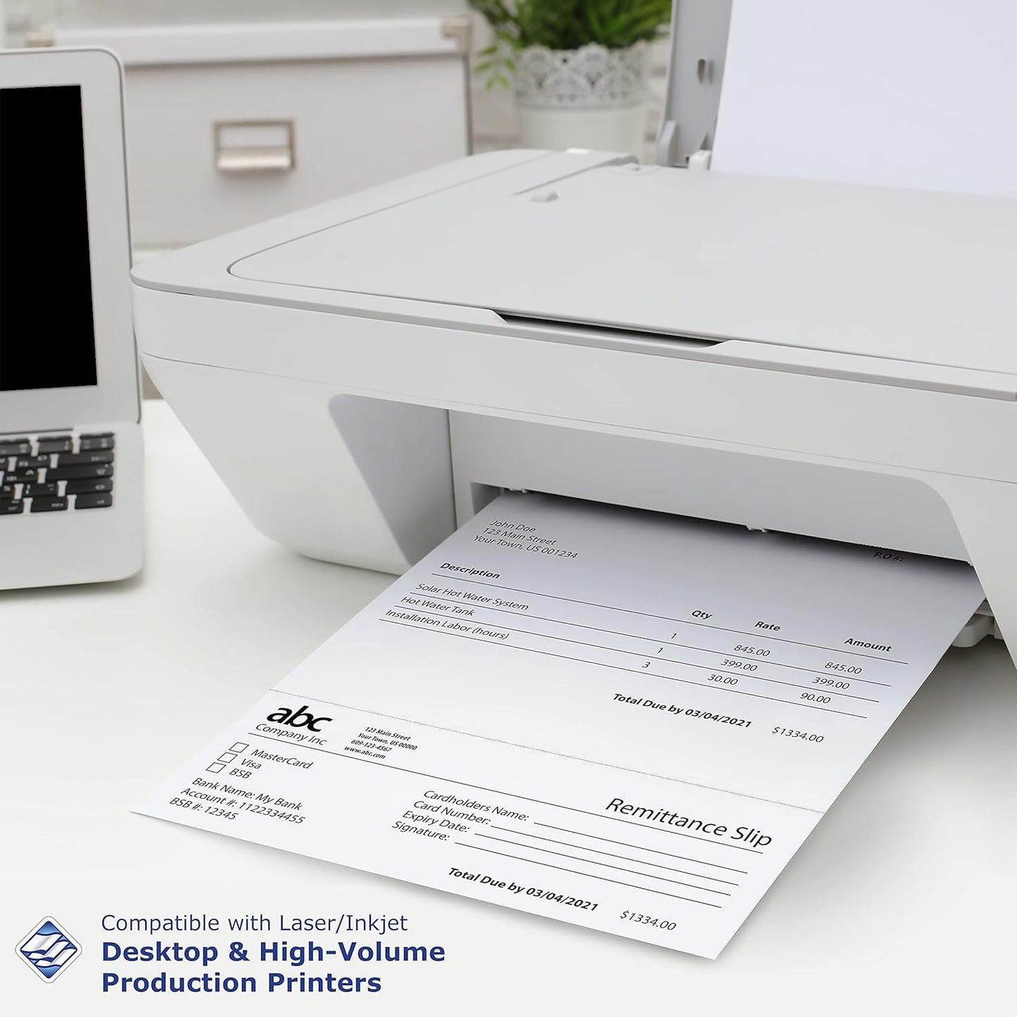 PrintWorks Professional 3 2/3" Horizontal Perforated Paper 8.5” x 11” - Perfect For W-2, 1099, & Statement Use - Made in the USA - 500 Sheets - 20 lb - Printer Compatible - White (04124)