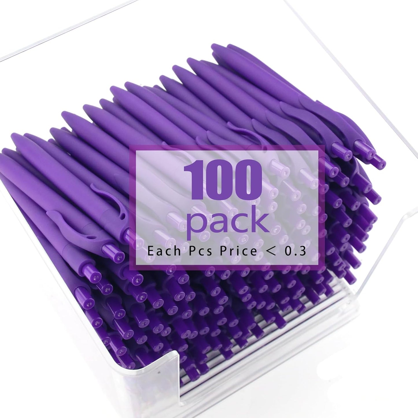 Deegtran 100 Pack No Bleed Black Barrel Click Pens, Wholesale Retractable Ballpoint, Medium Point, Smooth Ink, 1.0MM Black Ink